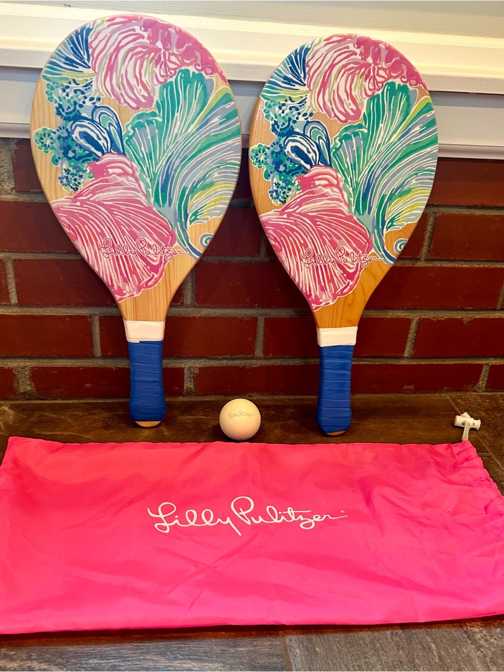 Lilly Pulitzer Recess Paddleball  Set With Bag and Ball